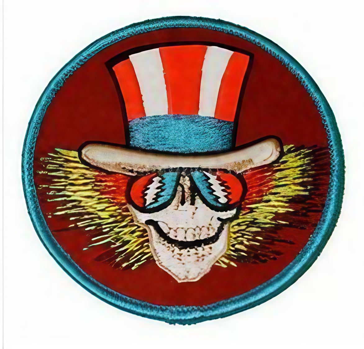 3" Round Grateful Dead Uncle Sam Skeleton Patch with vibrant color design
