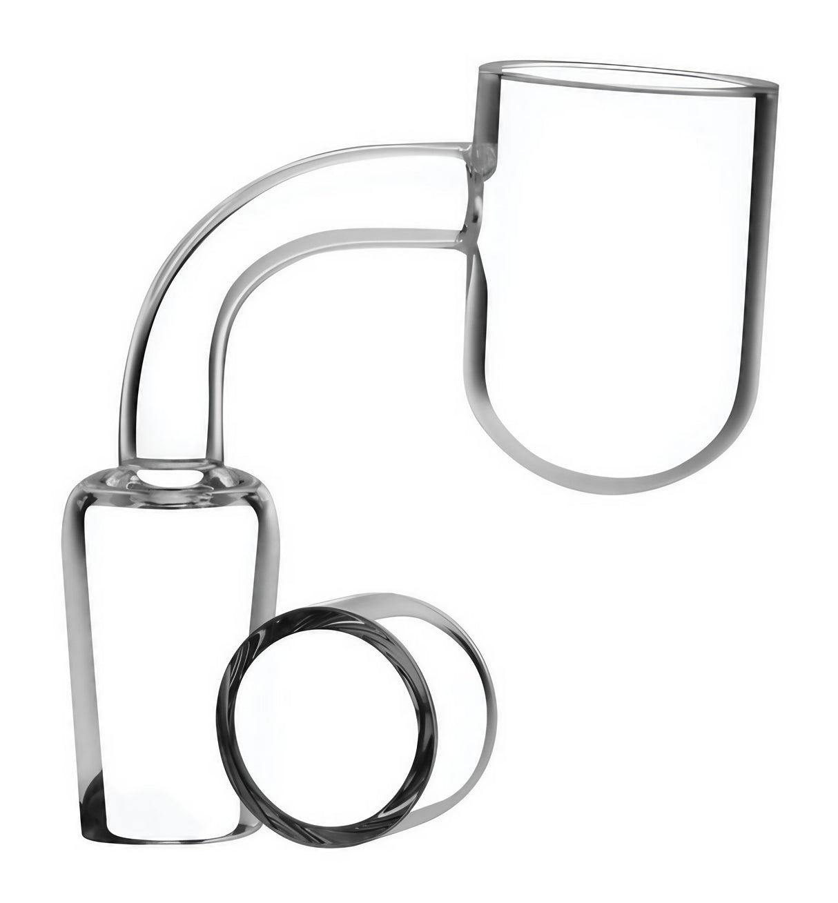 90 Degree Quartz Banger with Rounded Bucket and Insert for Dab Rigs, Isolated View