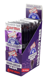 Royal Blunts Hemparillo Hemp Wraps in Grape flavor, 15-pack display box, tobacco-free and all-natural
