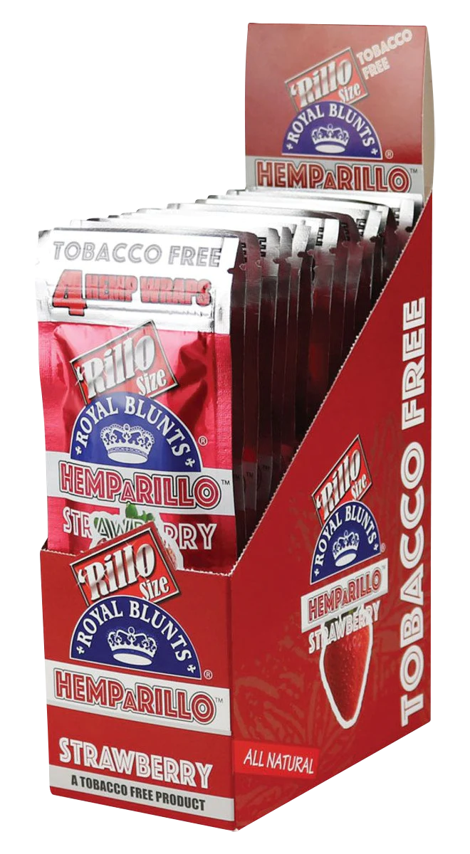 Royal Blunts Hemparillo Hemp Wraps, Strawberry Flavor, 15 Pack Display Box
