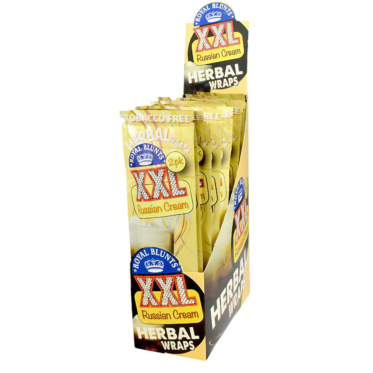 Royal Blunts XXL Herbal Wraps in Russian Cream flavor, 25-pack, tobacco-free, front view