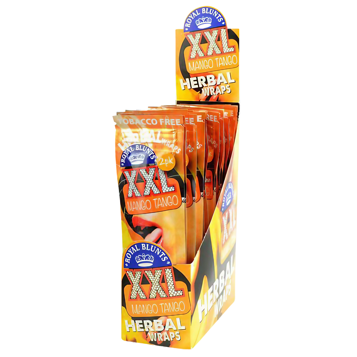 Royal Blunts XXL Mango Tango Herbal Wraps, 25 Pack Display Front View