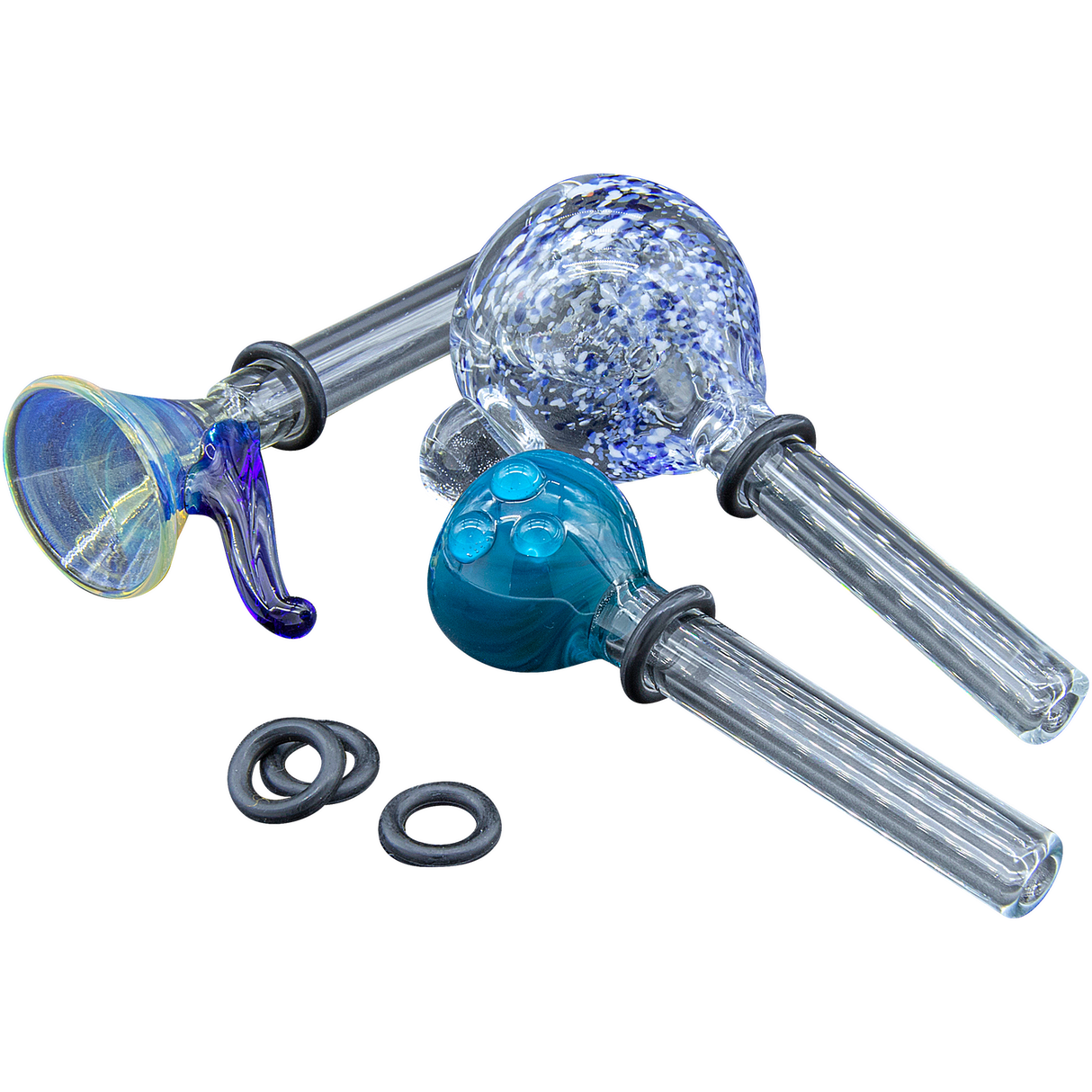 LA Pipes Rubber O-Rings for Pull-Stem Slides, 3-pack, on seamless white background