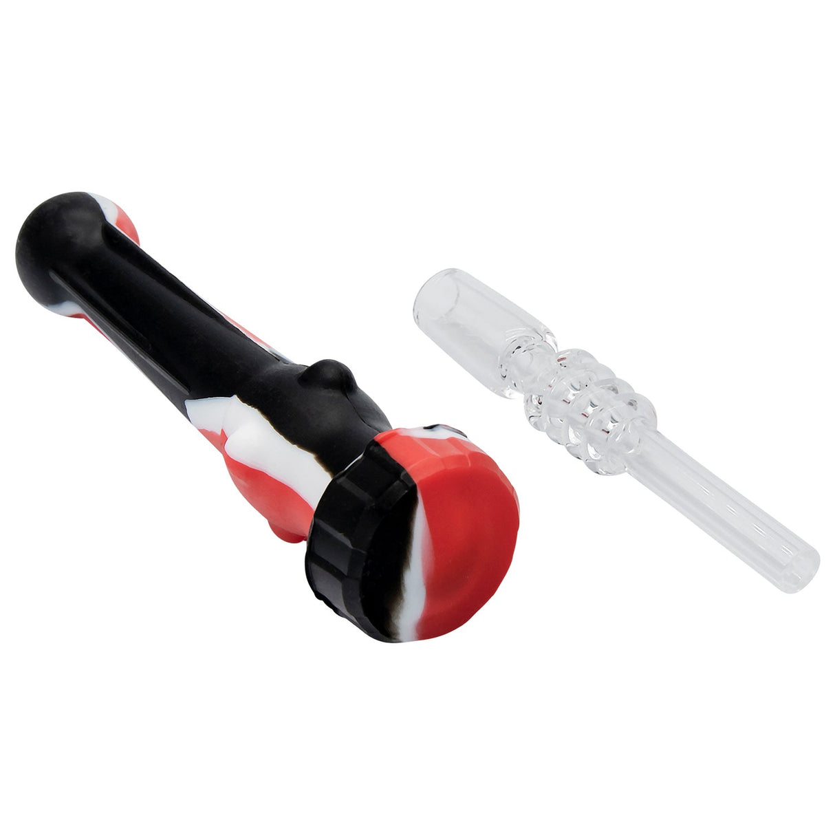 Rupert's Drop Dab Vapor Straw with Solid Quartz Tip, angled view on white background