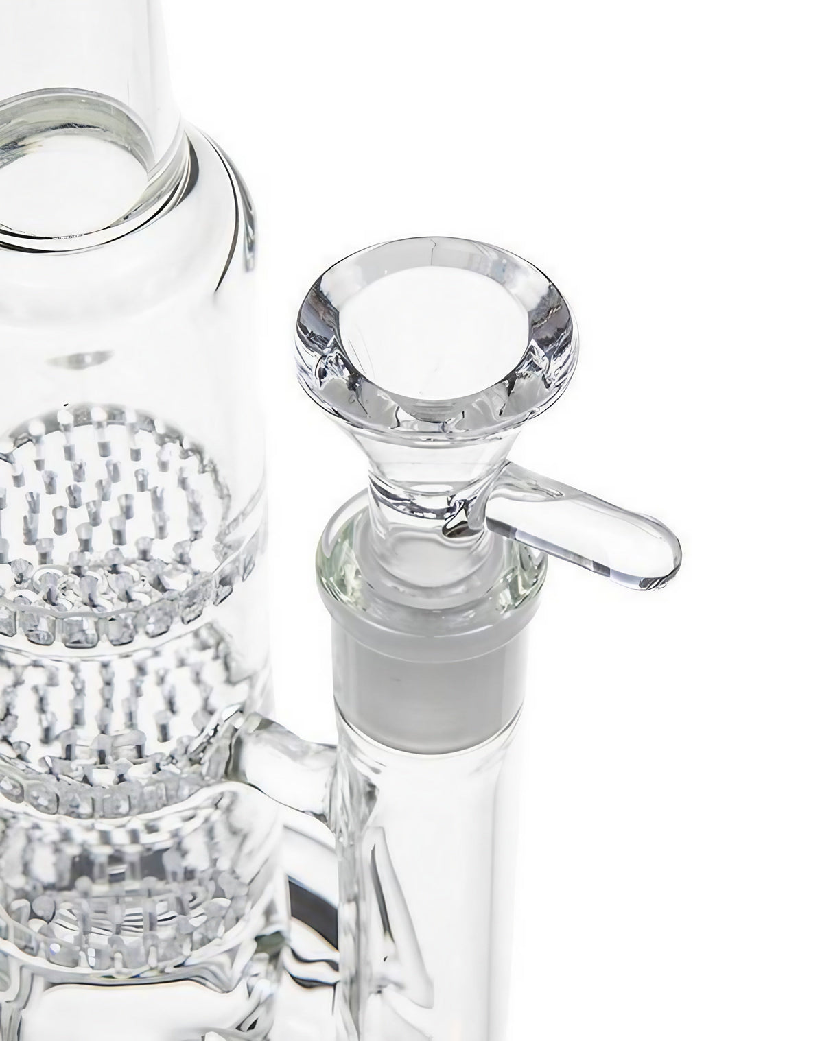 Rupert's Drop 14mm Male Glass Funnel Bowl for Bongs, Close-up Side View