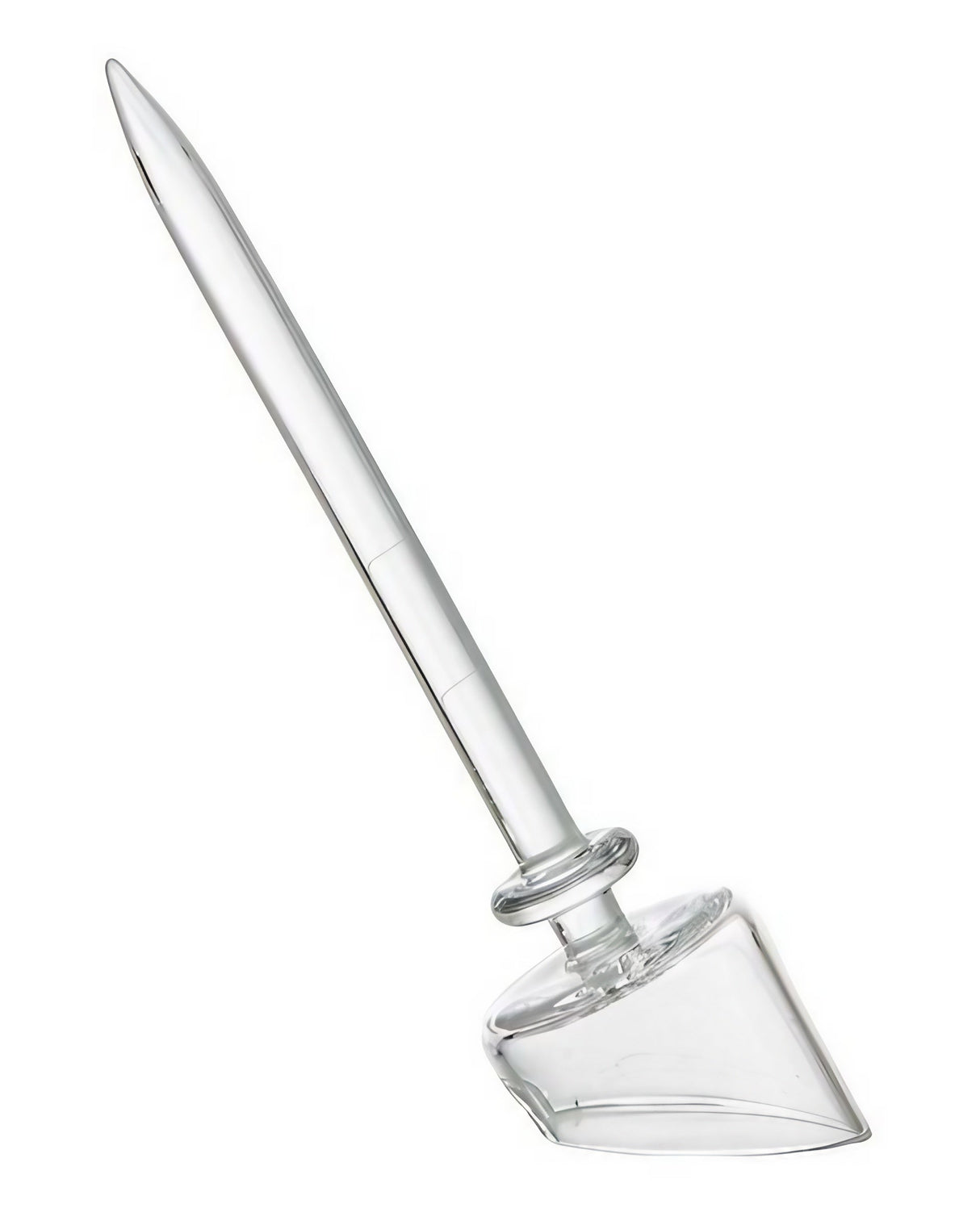 Rupert's Drop Quartz Carb Cap Dabber for Dab Rigs - Clear, Angled View