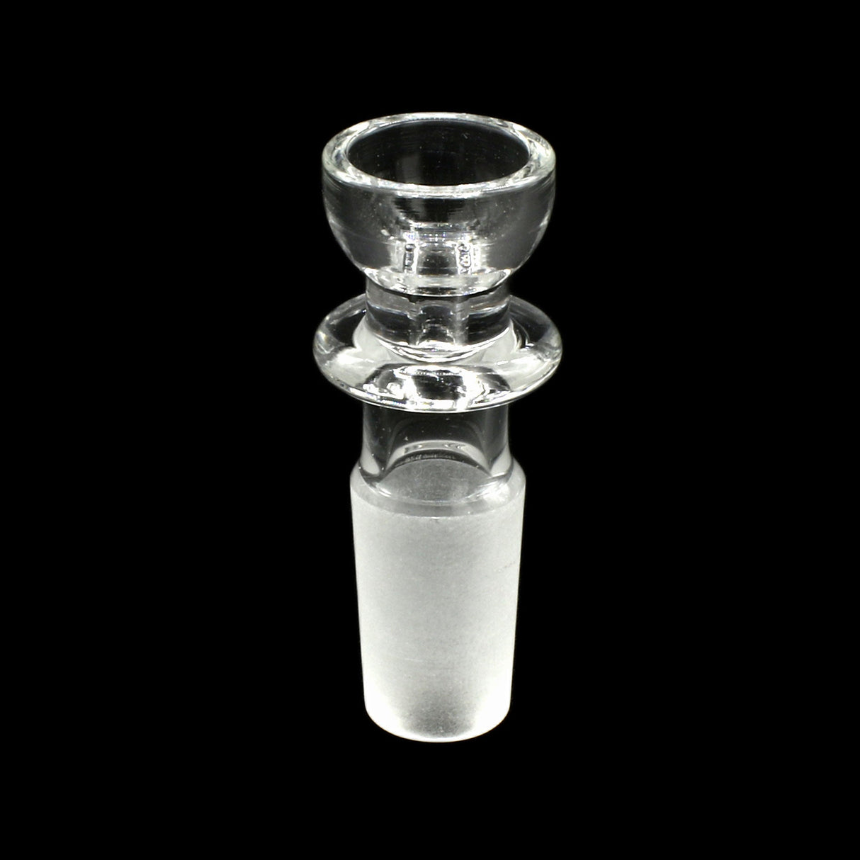 Rupert's Drop Snapper Bong Bowl with Ring Handle, Clear Borosilicate Glass, Front View