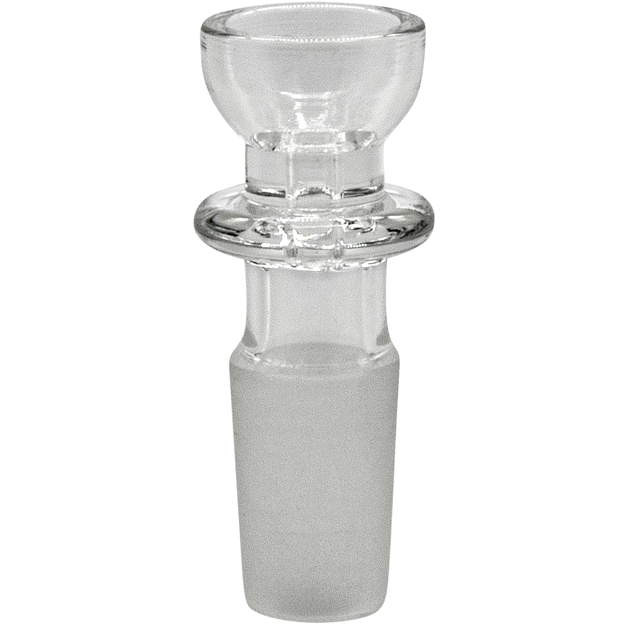 Rupert's Drop clear borosilicate glass snapper bong bowl with frosted joint and ring handle