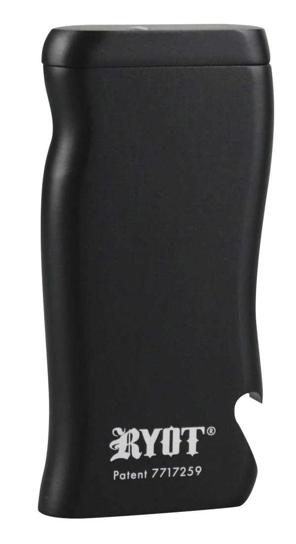 RYOT Aluminum Super Magnetic Taster Box, Large 3" Black with Bottle Opener, Front View