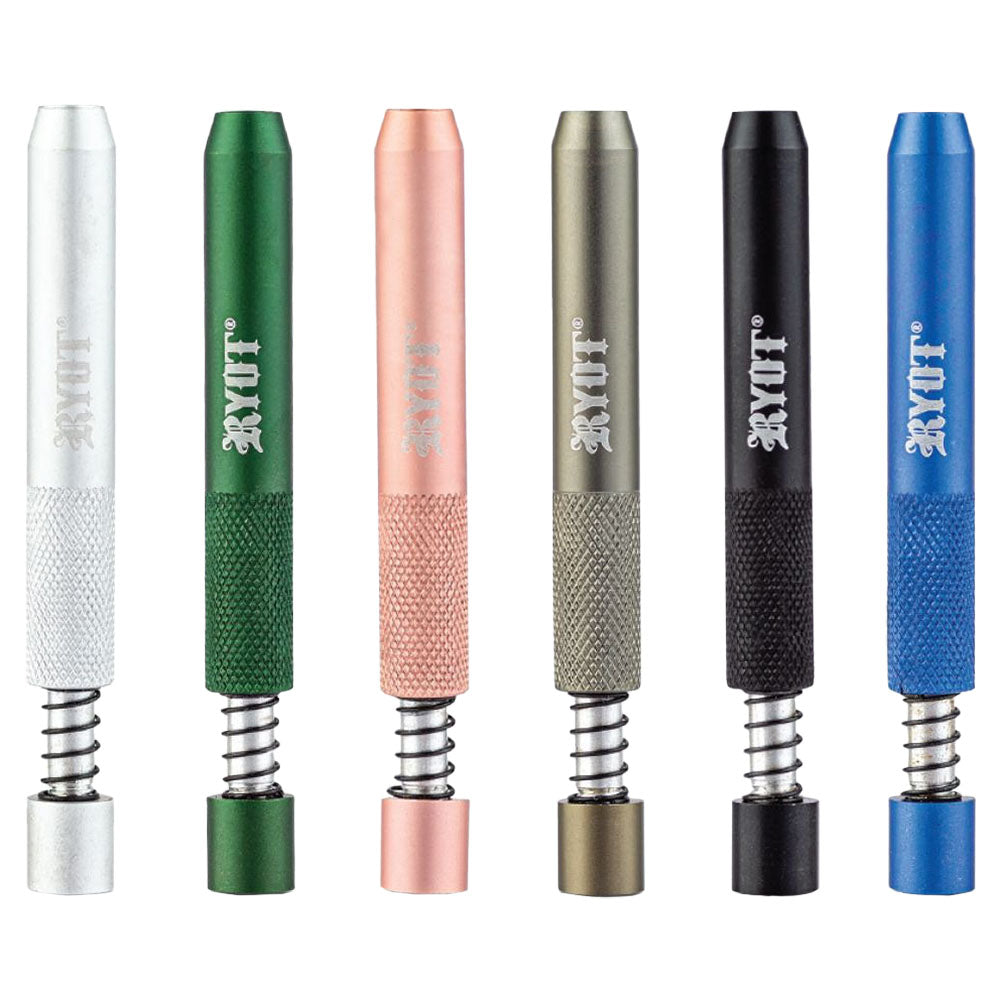 RYOT Anodized Aluminium Taster Bats with Spring, 6pc Set in Assorted Colors, Front View