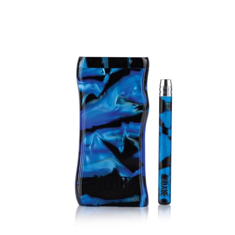 RYOT Large 3-inch Acrylic Taster Box in Blue with Matching One-Hitter, Front View