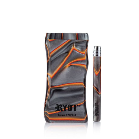 RYOT Large 3" Acrylic Taster Box in Red/Black with Matching One-Hitter, Front View