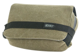 RYOT Piper SmellSafe Case in natural color, 8"x5" size, angled view with secure strap