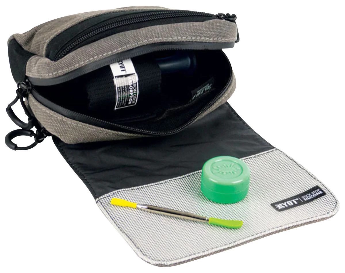 RYOT Piper SmellSafe Case open view showing interior with accessories