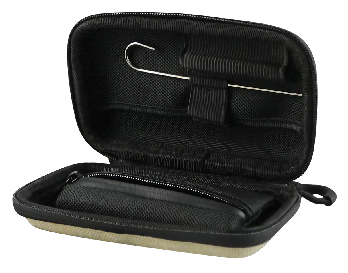 RYOT SmellSafe Hardshell Krypto-Kit open case showing compartments, ideal for pipe storage.