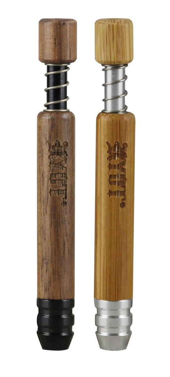 RYOT Taster with Spring 6 Pack - Wood and Steel Hand Pipes for Dry Herbs, Front View