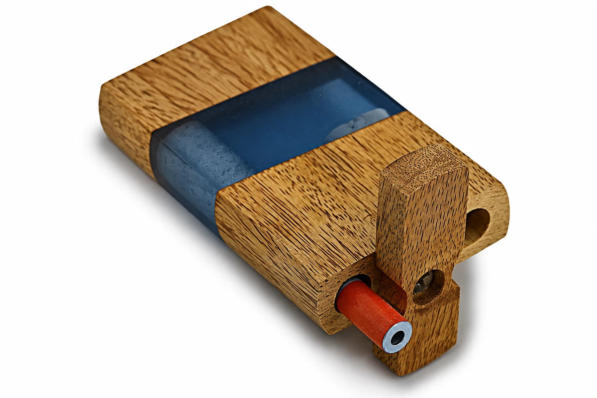 Handmade Wood & Acrylic Dugout w/ One Hitter - Blue