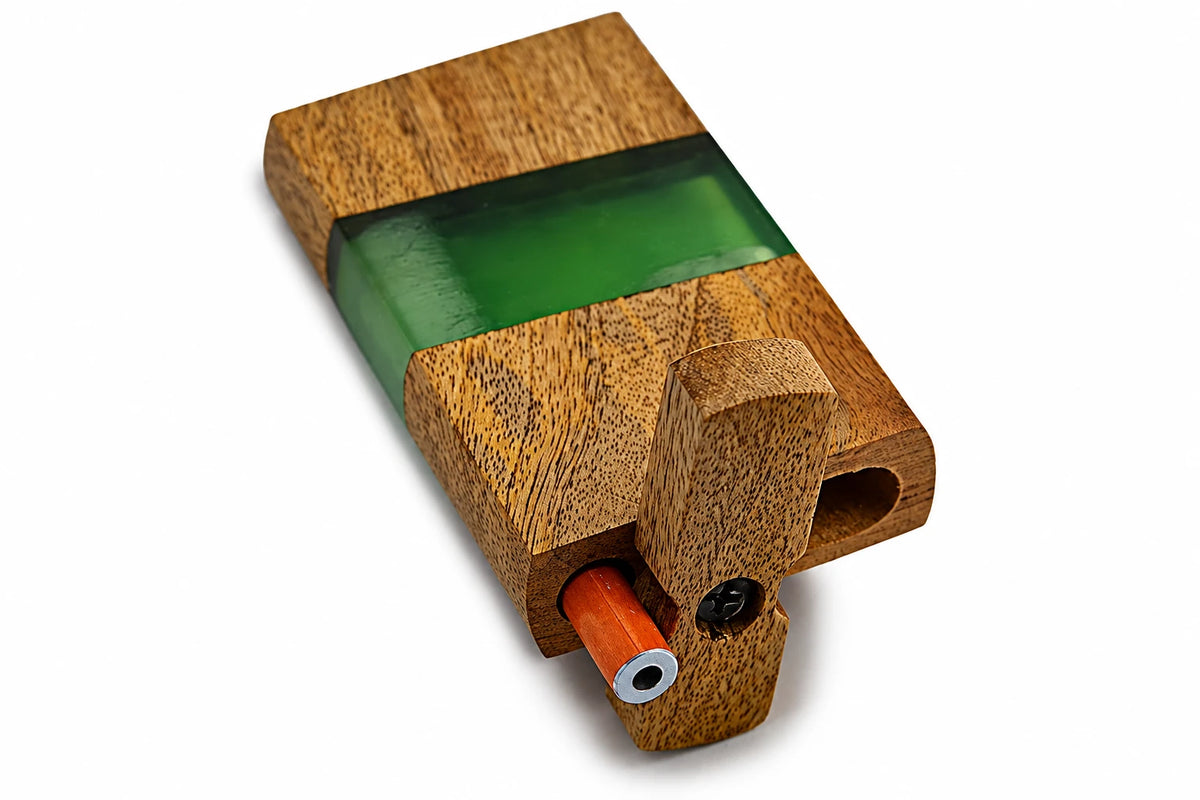 Handmade Wood & Acrylic Dugout w/ One Hitter - Green