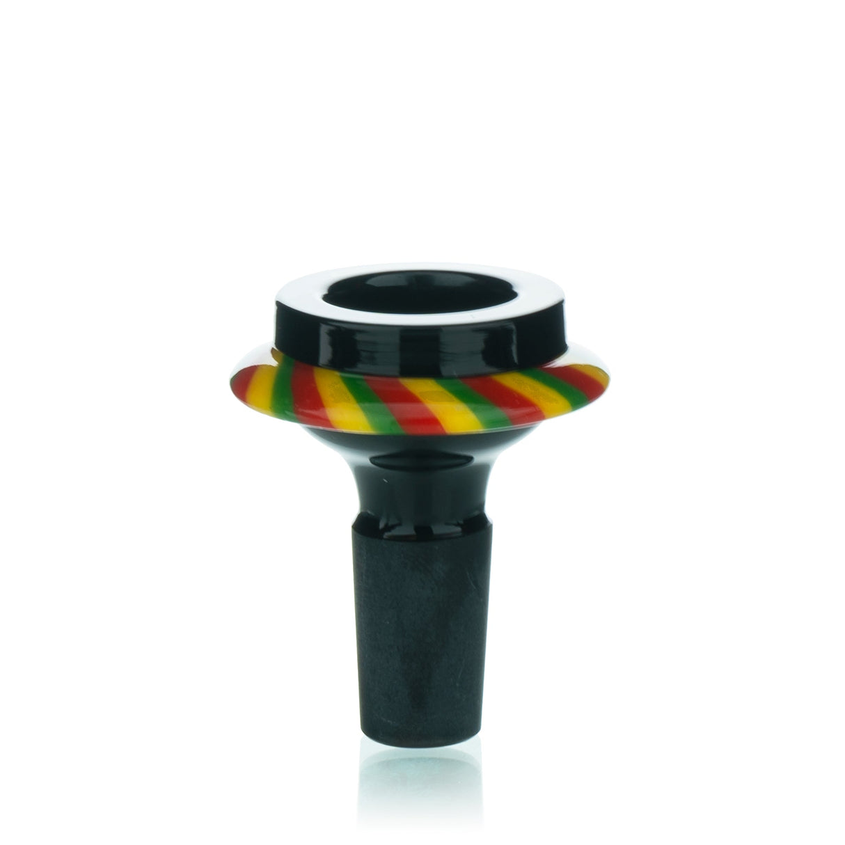 Lucky Goat 14mm Saucer Glass Bowl Piece with Colored Stripes, Front View on White Background