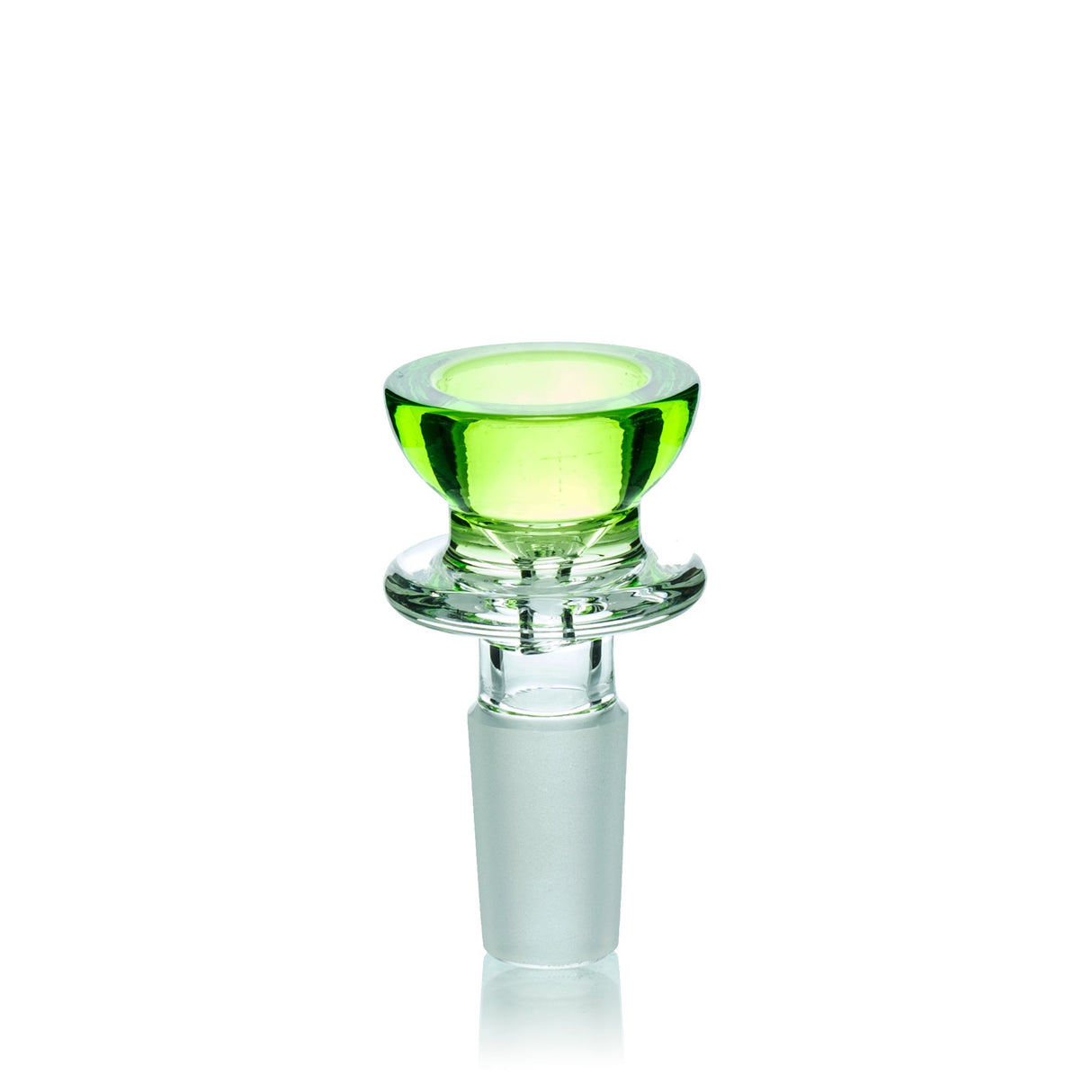Lucky Goat 14mm Colored Glass Bowl Piece in Green, Front View on White Background