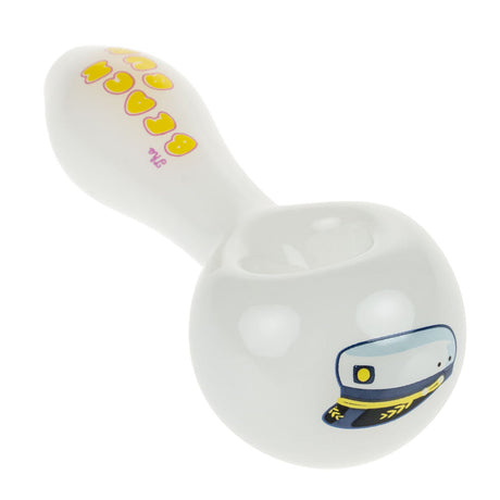 Beach Bum Sailor Hat 4" Spoon Pipe with Heart Emojis - Angled Side View