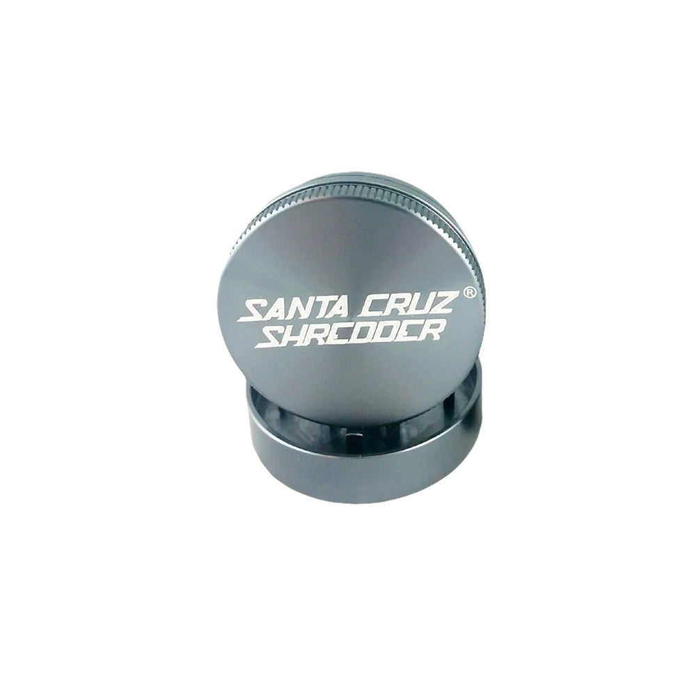 Santa Cruz Shredder Small 2-Piece Grinder in Gun Metal, Portable Aluminum Herb Grinder, Top View