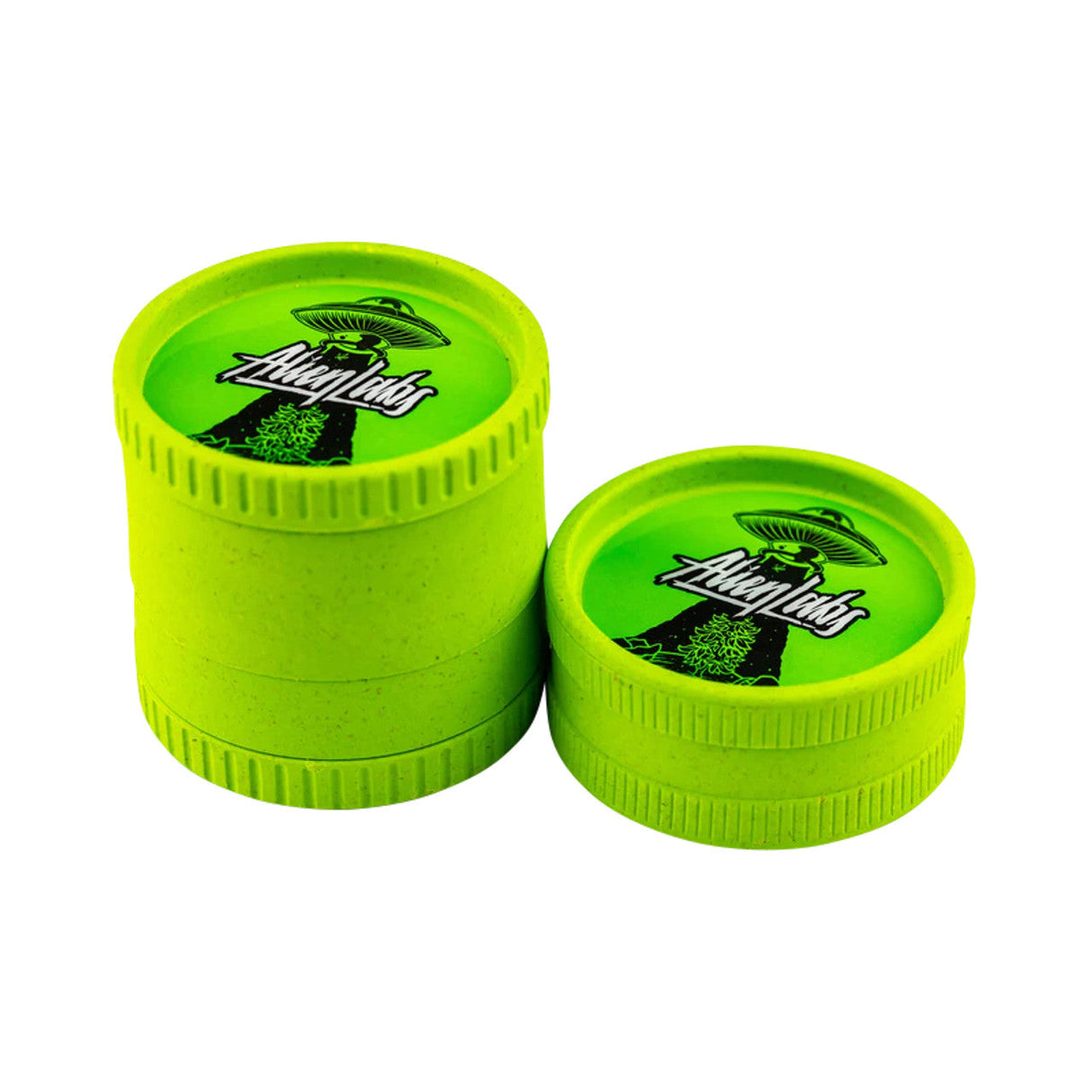 Santa Cruz Shredder X Alien Labs Hemp Grinders in Black & Lime, 4-Piece Set, USA-Made
