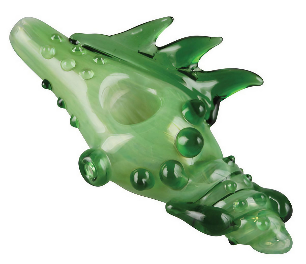 Borosilicate Glass Seashell Handpipe - 5" - Top View on White Background