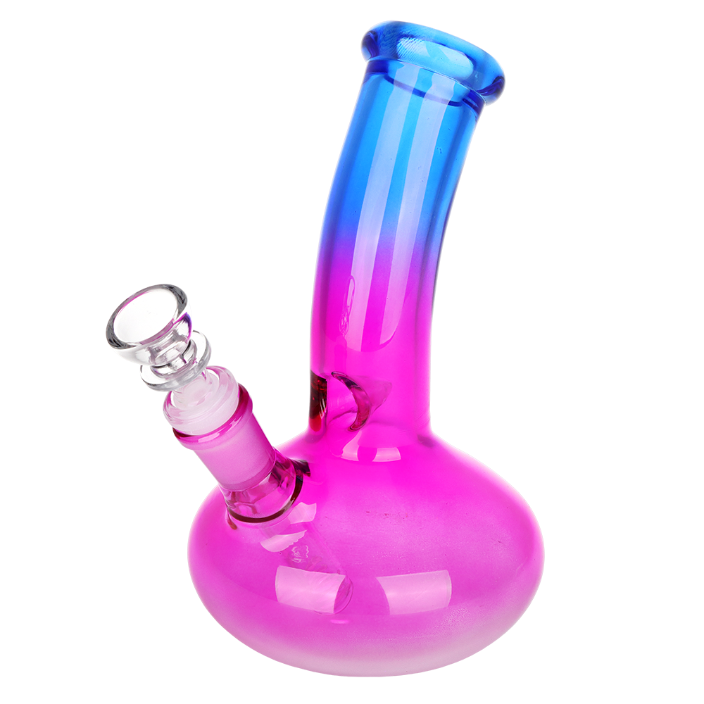 SeshGear Bent Neck Ombre glass bong in red purple ombre, packed with two other colors in the set