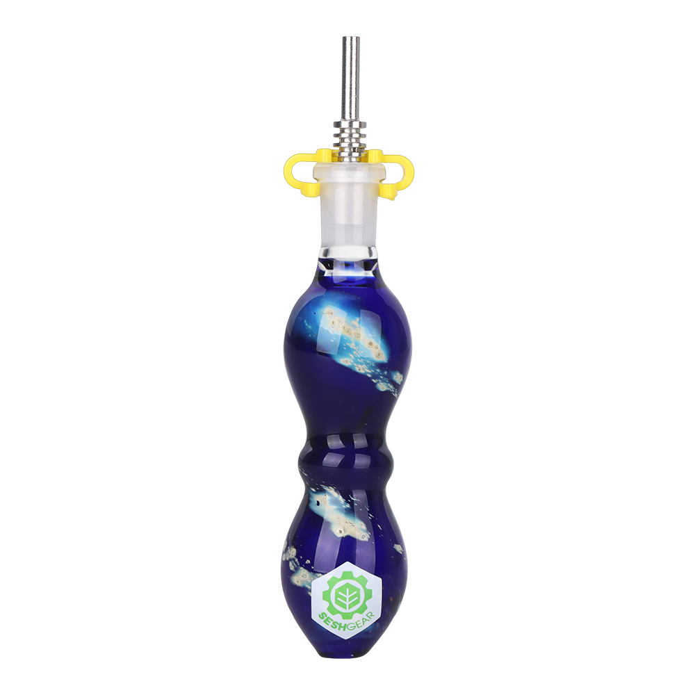 Galactic Stew dab straw from SeshGear with a 10mm female joint and a titanium dab tip with joint clip