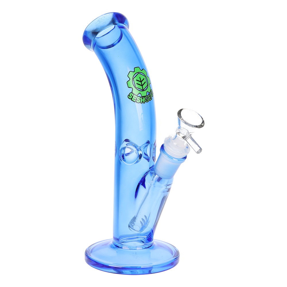SeshGear Lean Back Bent Tube Colored Glass Water Pipe | 9" | 14mm F