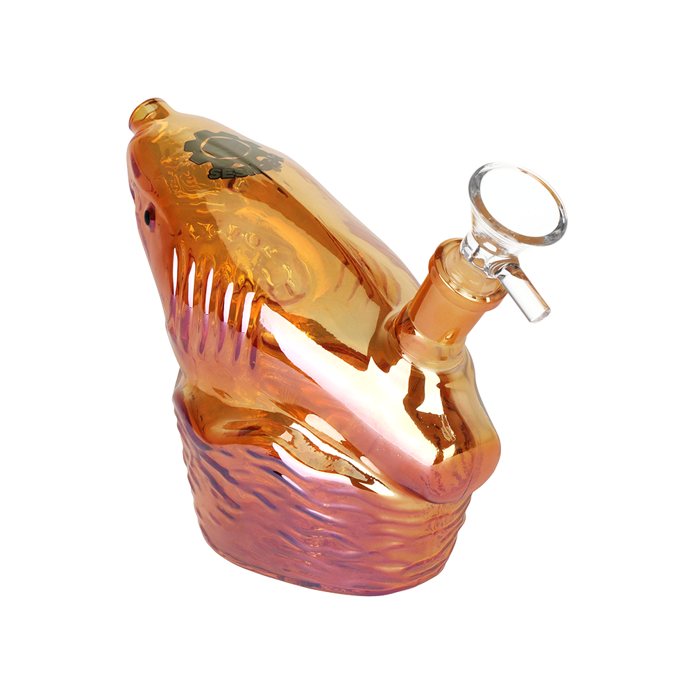 SeshGear Shark Attack Electroplated Glass Water Pipe | 5.5" | 14mm F | Colors Vary