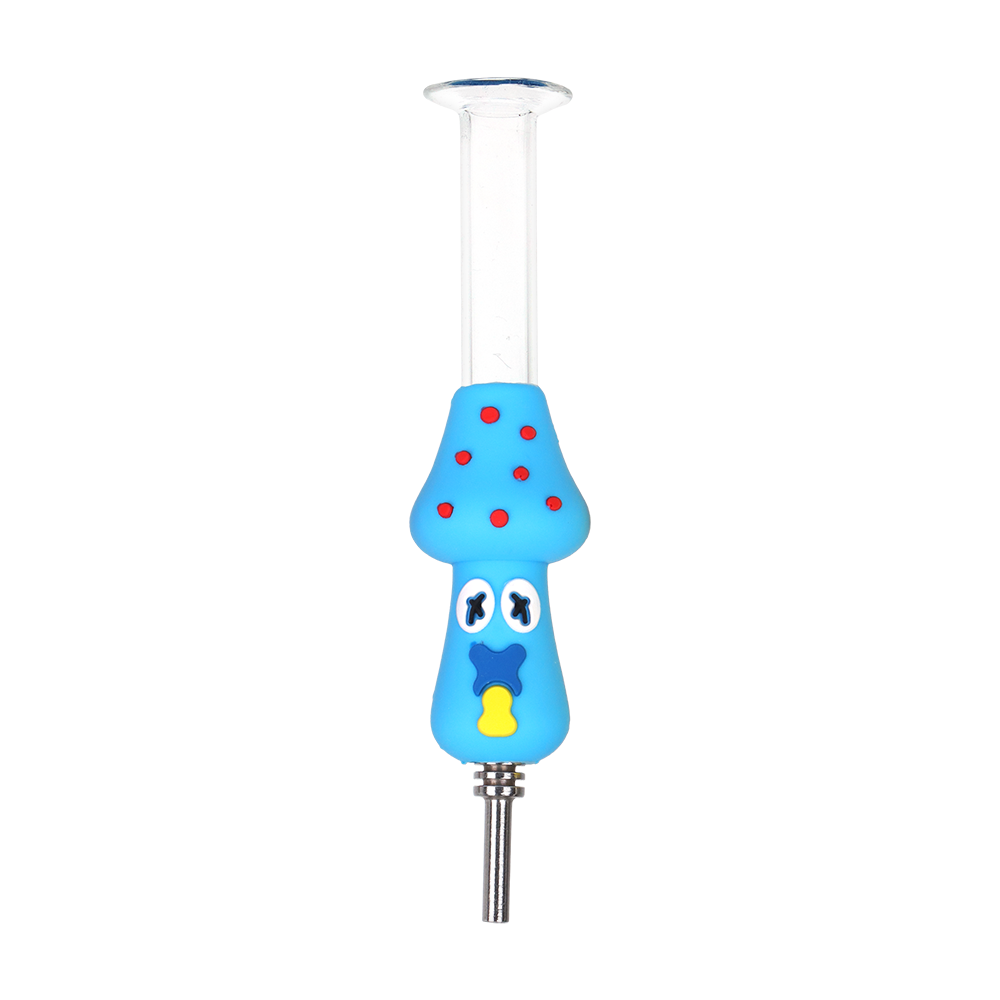 Silicone dab straws in pink, blue, red, green and yellow from the SeshGear Shocked Shrooms 6 pack