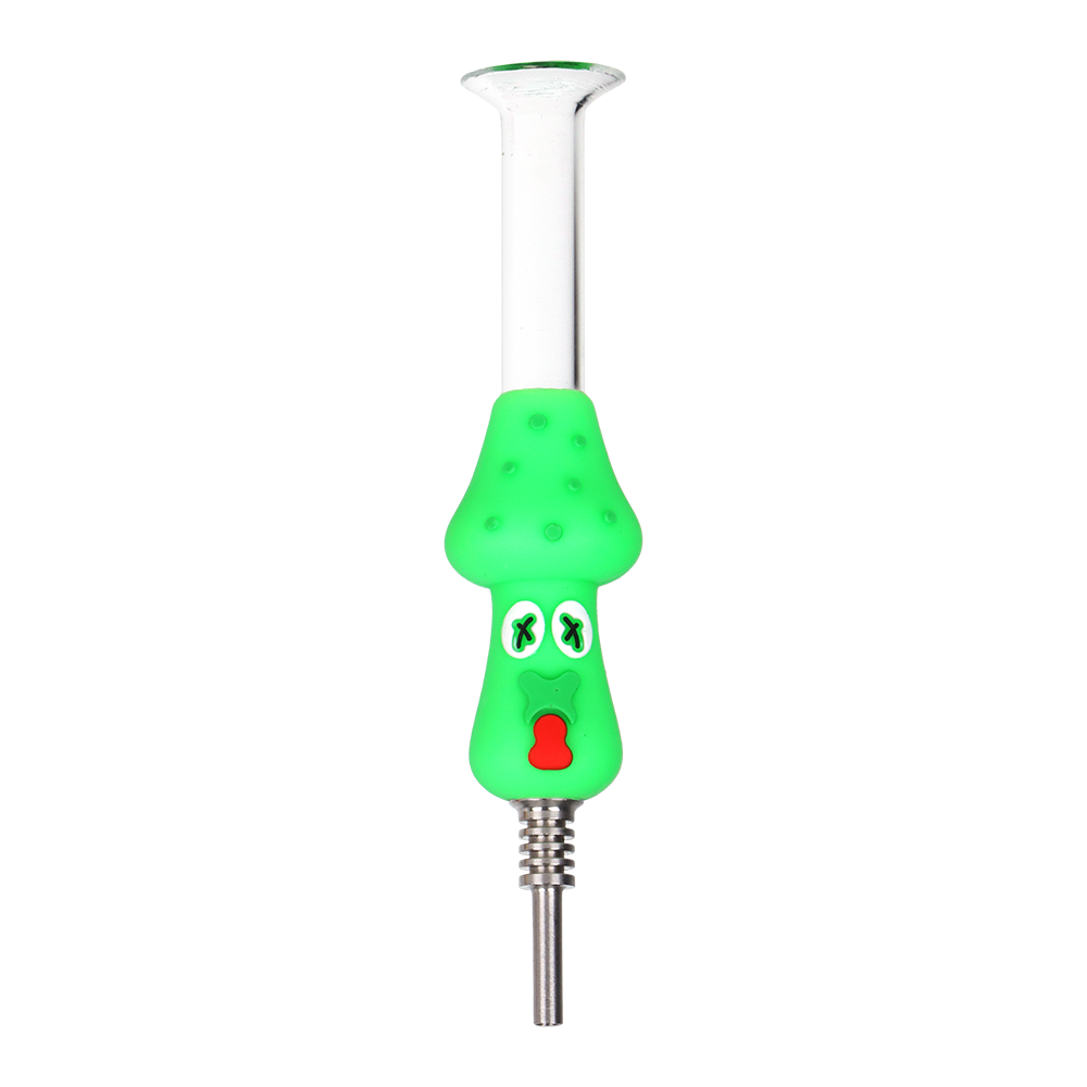 SeshGear silicone dab straw with a 10mm male titanium tip and glass mouthpiece, 5 inches long
