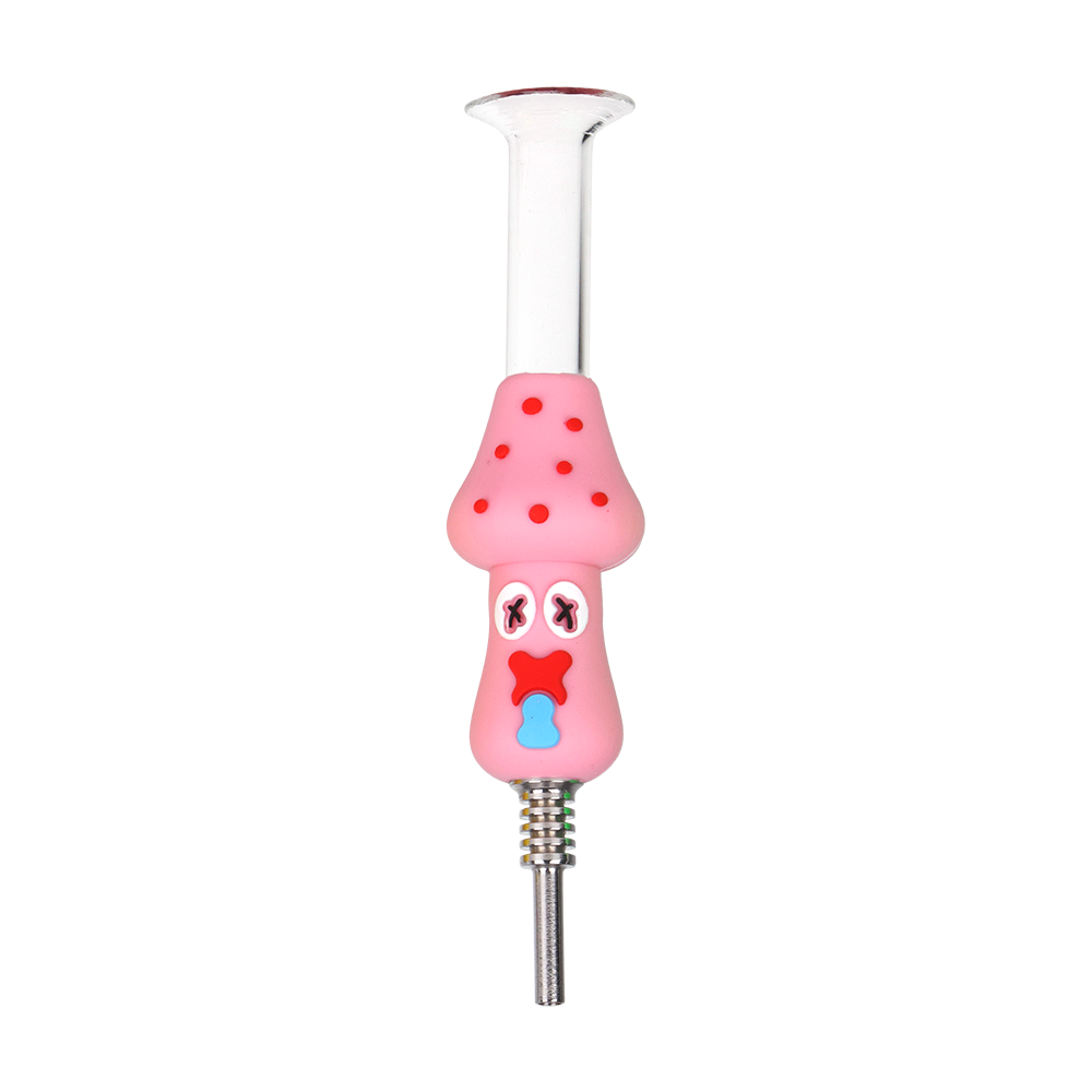 Food-grade silicone dab straw that comes apart for cleaning, part of the Shocked Shrooms 6 pack