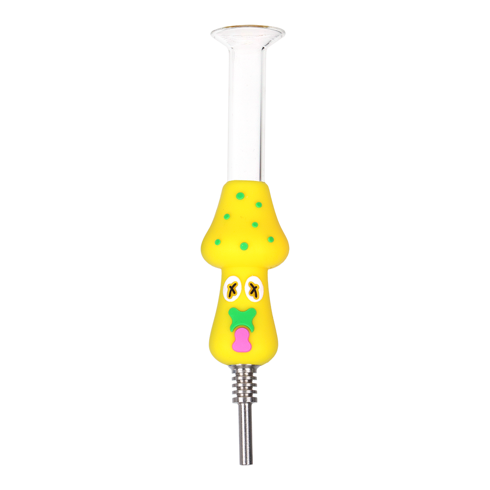 SeshGear Shocked Shrooms silicone straw bundle with six mushroom pieces featuring wacky faces
