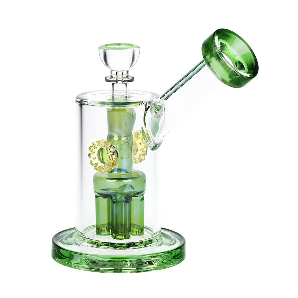 SeshGear Steampunk Gears Fumed Perc Glass Water Pipe | 6.5" | 14mm F