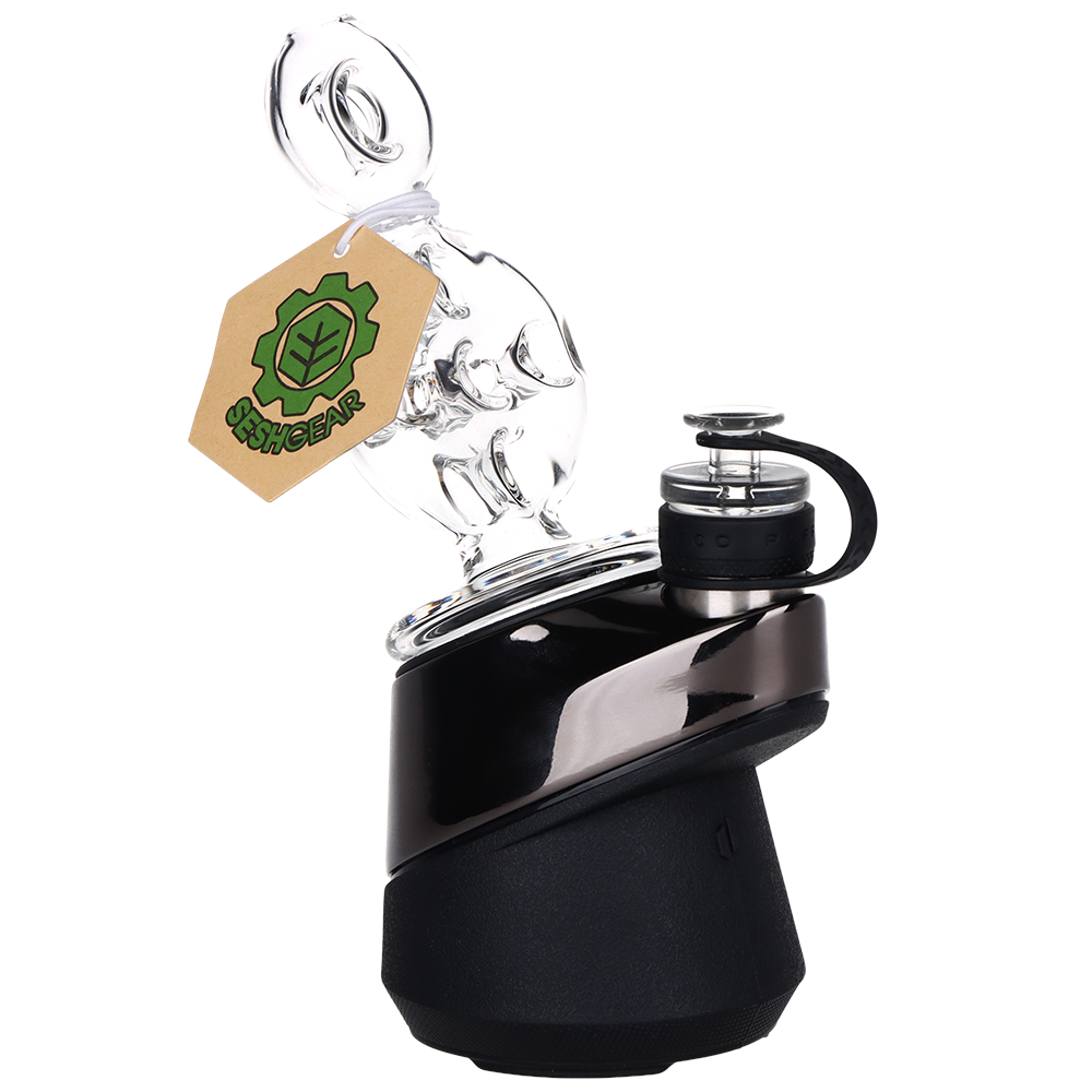 SeshGear Swiss Donut Puffco Peak attachment 4.5 inch, a clear borosilicate glass vaporizer attachment