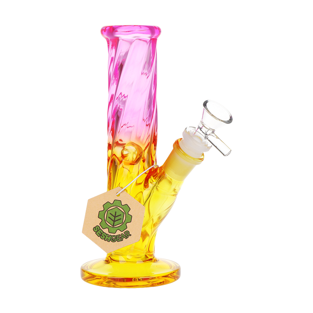 SeshGear Twist Ombre Straight Tube Glass Water Pipe | 7.75" | 14mm F