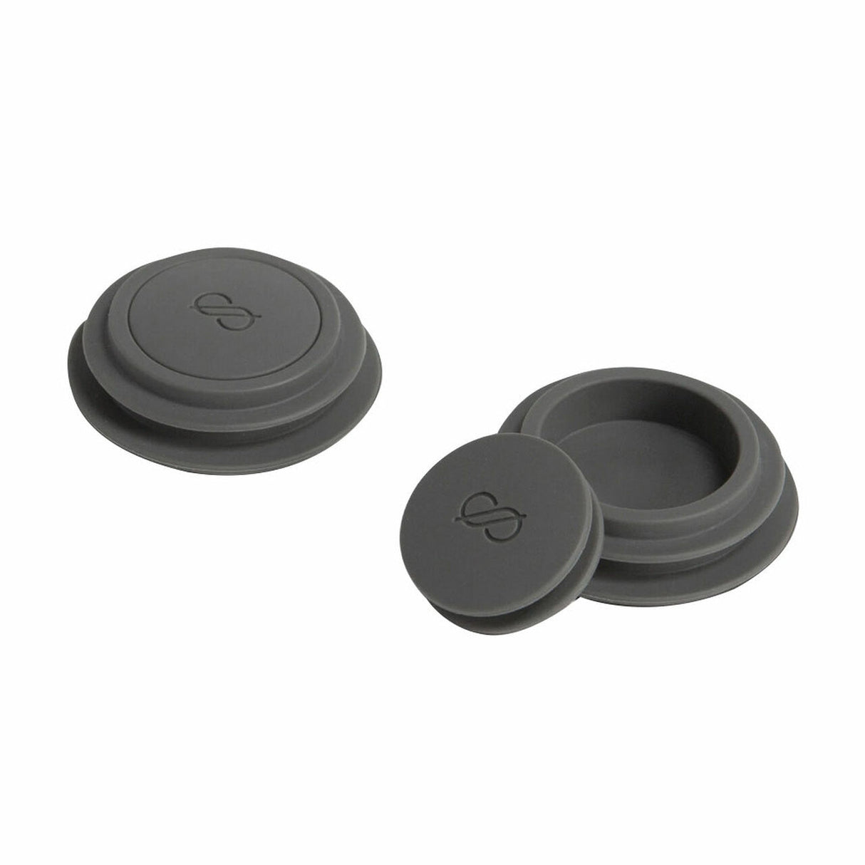 Session Goods Silicone Cleaning Caps in Gray for Bongs, Compact Design, Top View