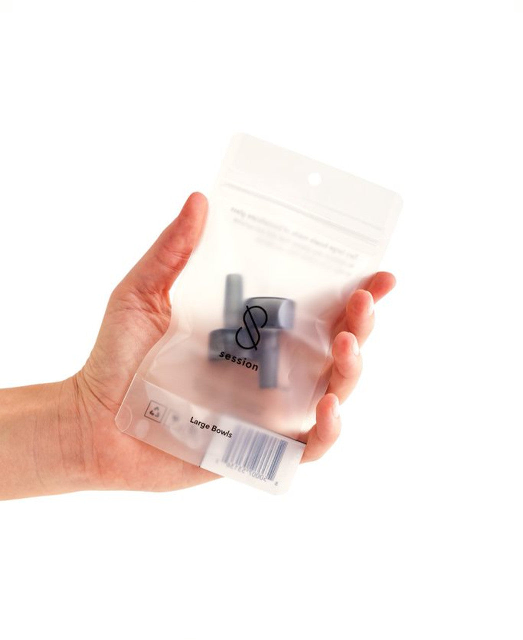 Session Goods Large Bowl Water Pipe Replacement 2-Pack held in hand, compact design, borosilicate glass