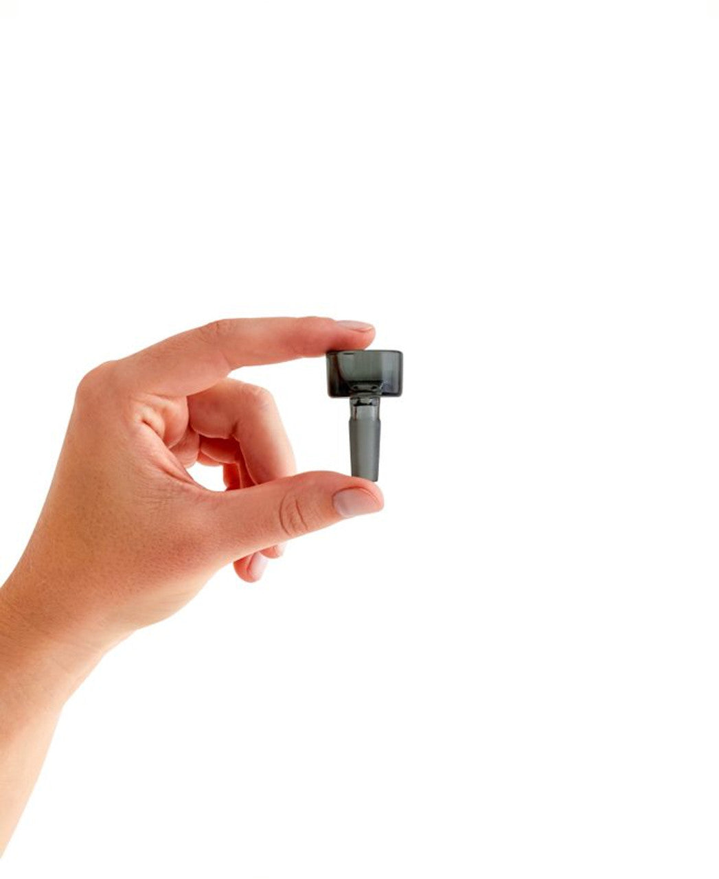 Session Goods Large Bowl Water Pipe Replacement held between fingers, showing compact size and gray color