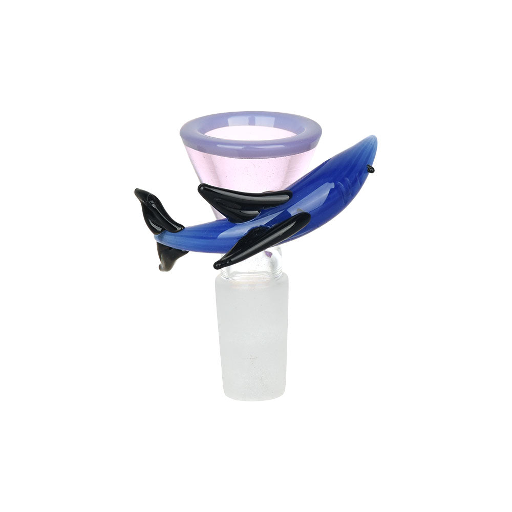 14mm Male Sharky Herb Slide in Borosilicate Glass, Heat Resistant, Front View on White Background