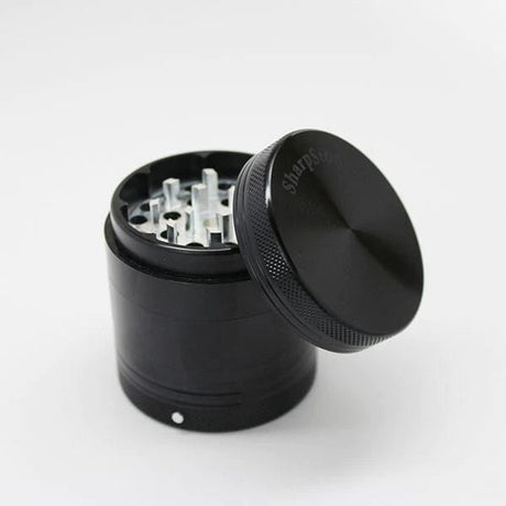 Sharpstone 5 Piece Hard Top Grinder in Black, 2.25" Diameter, Portable Aluminum Herb Grinder - Front View