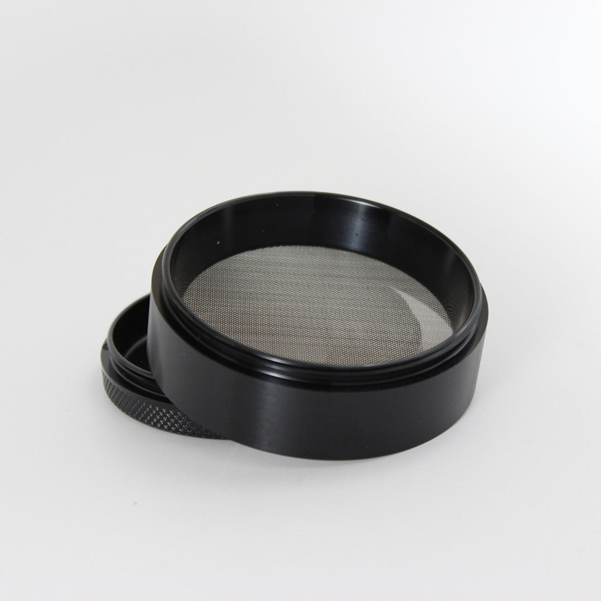 Sharpstone 4-Part Aluminum Grinder with Mill Handle and Glass Top, 2.5" Diameter - Black