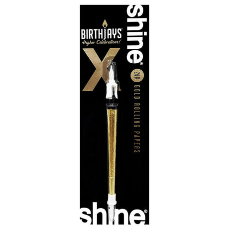 Shine 24K Gold BirthJays Cone Pack - Front View with 10 Luxurious Rolling Papers