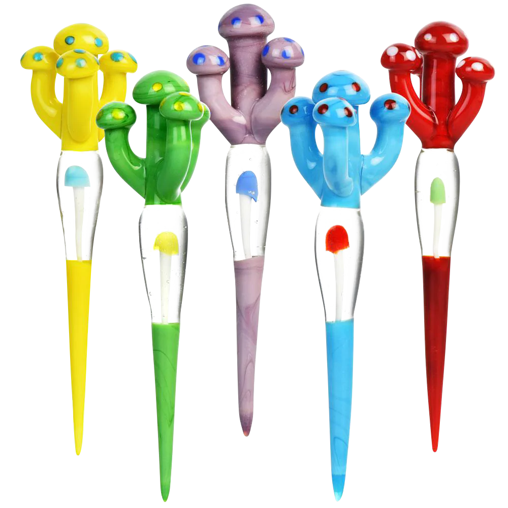 Assorted Shroom on Shroom Glass Dabbers, Borosilicate, 4.5" for Concentrates