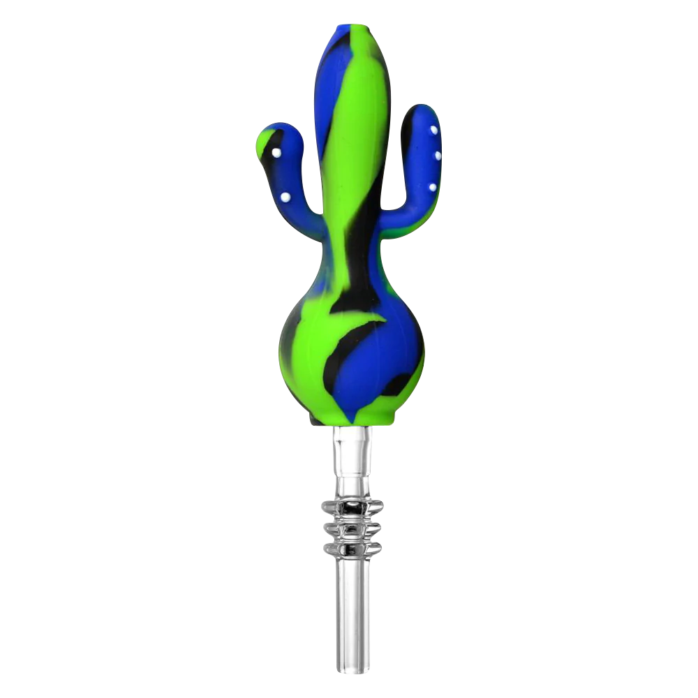 Colorful Silicone Cactus Dab Straw Collector with Quartz Tip, Front View