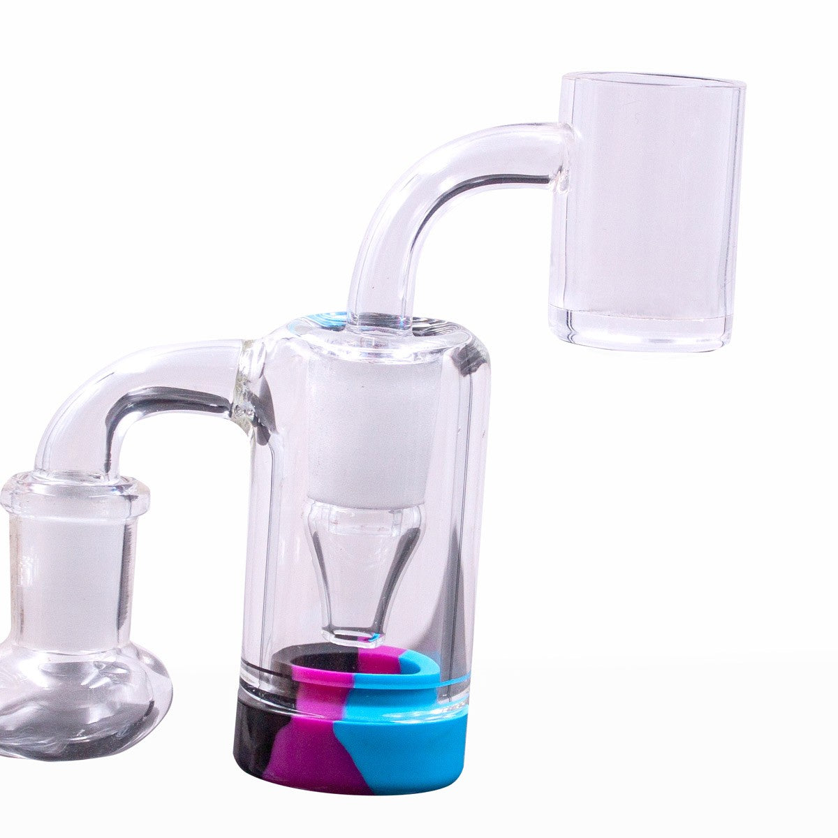 The Stash Shack Silicone Container Reclaim Catcher - Clear Glass with Colorful Silicone Base