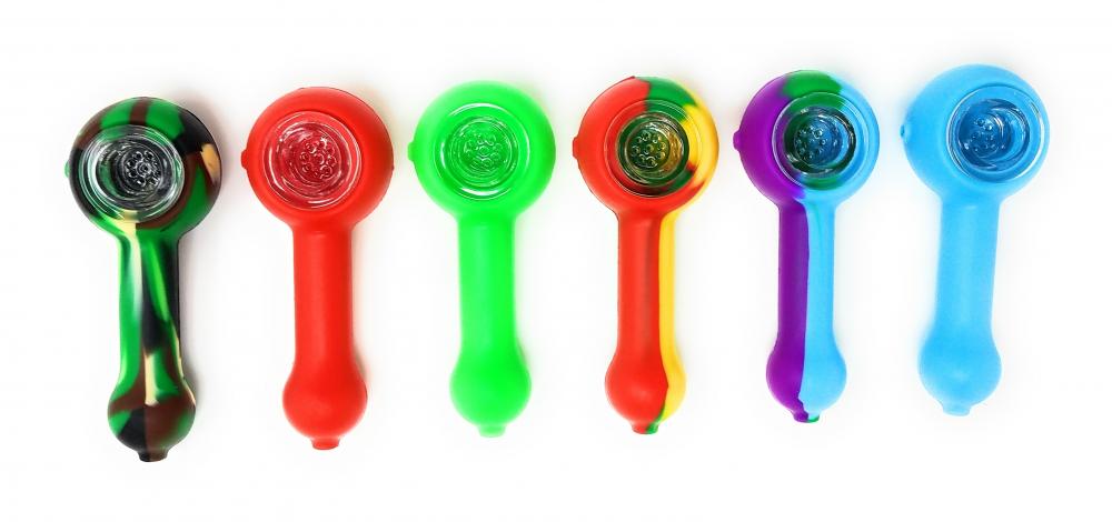 DankGeek Silicone Handpipes with Glass Screens in Various Colors - Top View